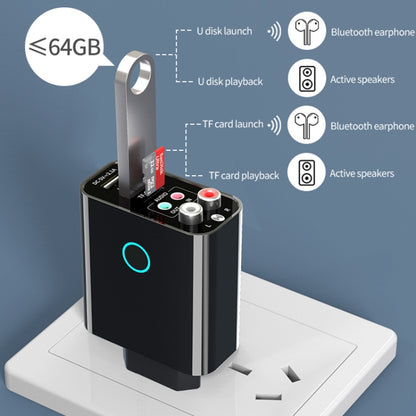 K16 2 in 1 3.5 มม. AUX + RAC ปลั๊กเอาต์พุตคู่ Bluetooth 5.0 เครื่องส่งสัญญาณเสียงพร้อมรีโมทคอนโทรล, ปลั๊ก EU, EU Plug