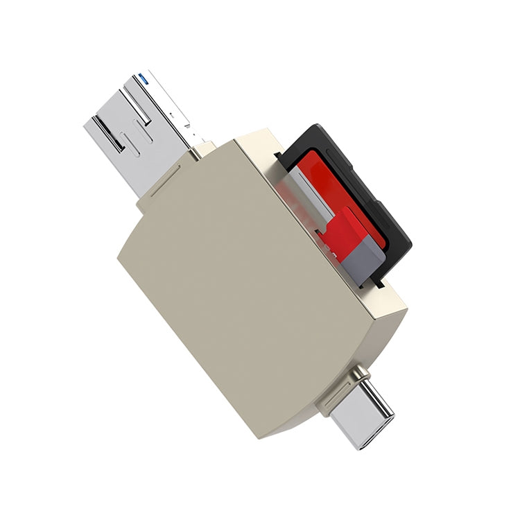 3 in 1 USB-C / Type-C เป็น USB + อะแดปเตอร์ Micro USB OTG TF / SD Card Card Reader, Micro USB