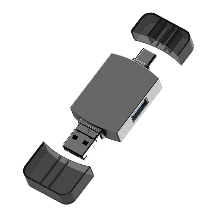 3 in 1 USB-C / Type-C เป็น USB + อะแดปเตอร์ Micro USB OTG TF / SD Card Card Reader, Micro USB