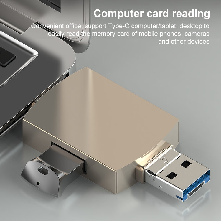 3 in 1 USB-C / Type-C เป็น USB + อะแดปเตอร์ Micro USB OTG TF / SD Card Card Reader, Micro USB