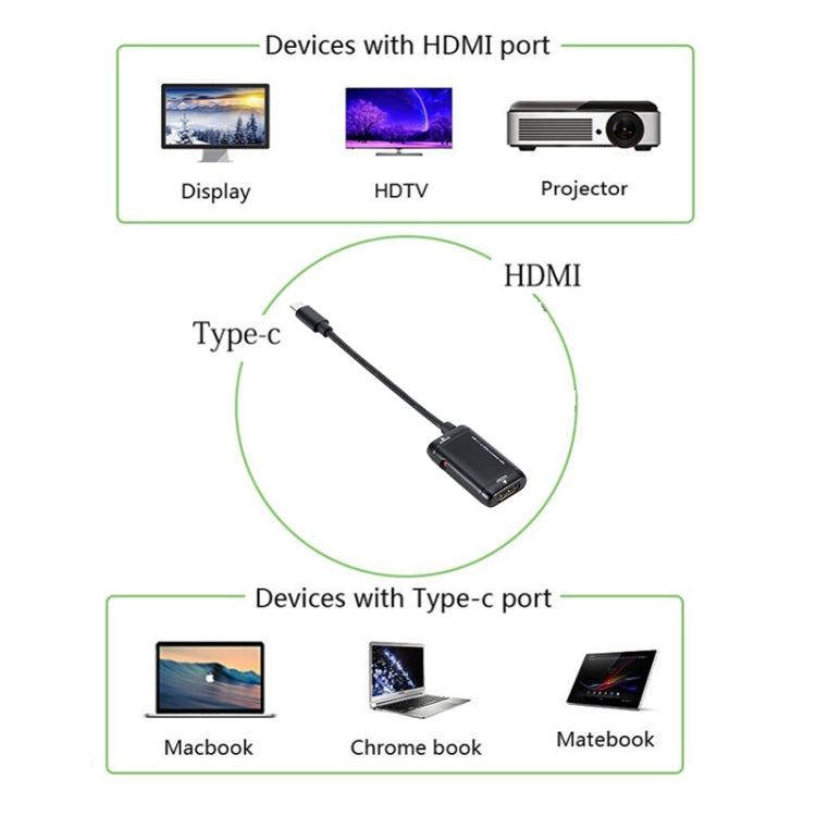 สายเคเบิลอะแดปเตอร์วิดีโอ USB-C / Type-C 3.1 (MHL) ถึง 1080P HD HDMI ความยาว: 12 ซม., 12cm