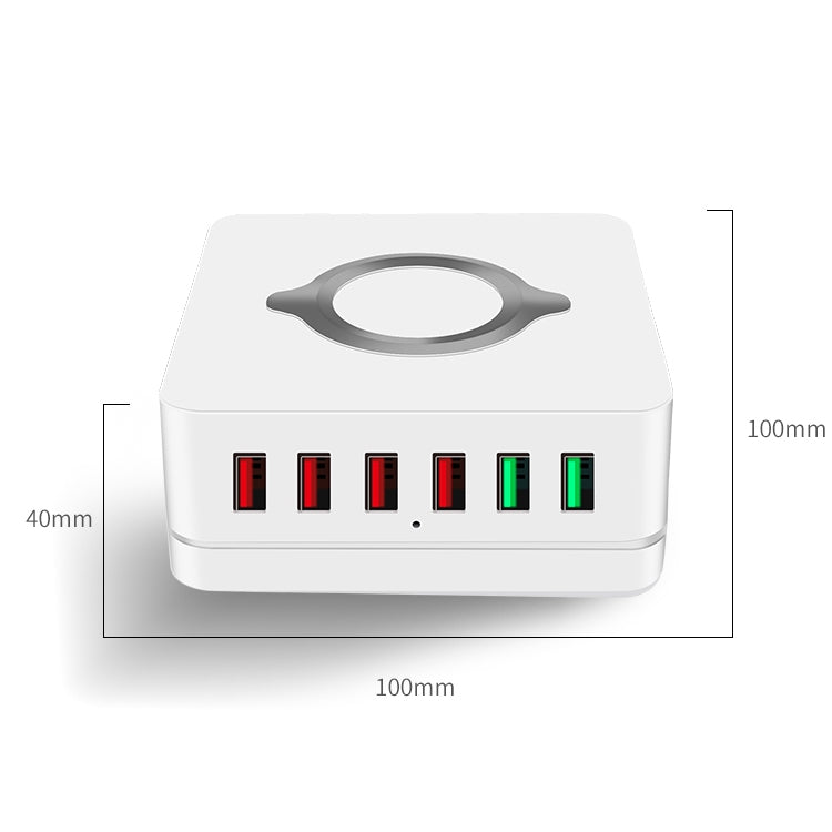 E6 7 In 1 สถานีชาร์จไร้สายมัลติฟังก์ชั่น USB ที่วางซ็อกเก็ตอัจฉริยะขาตั้ง
