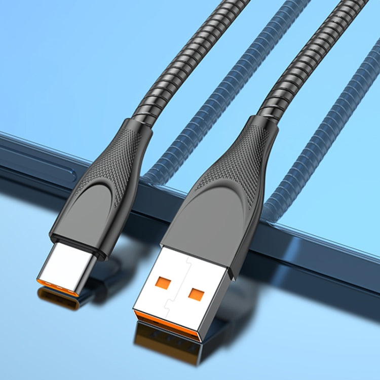 ADC009 USB เป็น USB-C / Type-C ท่อโลหะผสมสังกะสีสายชาร์จข้อมูลได้อย่างรวดเร็ว, ความยาวสายเคเบิล: 1 ม., USB to USB-C / Type-C