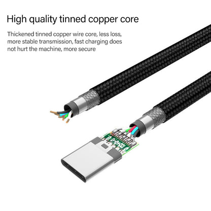 60W PD USB-C / Type-C ชายกับ USB-C / Type-C สายเคเบิลข้อมูลแบบถักชาย, ความยาวสายเคเบิล: 1 ม.