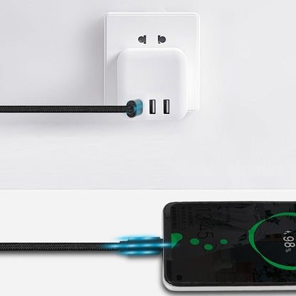 60W PD USB-C / Type-C ชายกับ USB-C / Type-C สายเคเบิลข้อมูลแบบถักชาย, ความยาวสายเคเบิล: 1 ม.