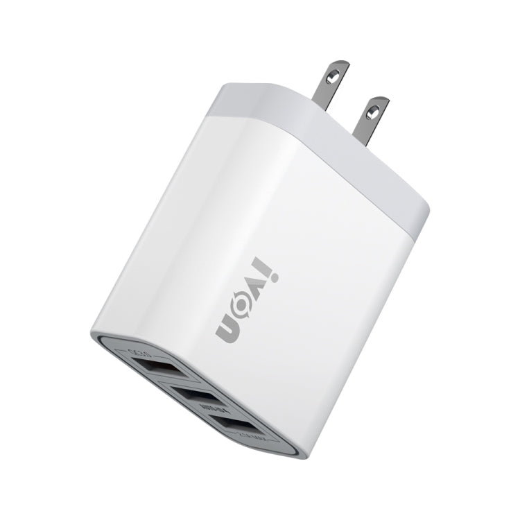 IVON AD37 5A QC 3.0 อุปกรณ์ชาร์จสำหรับเดินทางพอร์ต USB สามพอร์ต, ปลั๊ก US, AD37