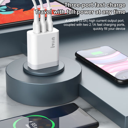 IVON AD37 5A QC 3.0 อุปกรณ์ชาร์จสำหรับเดินทางพอร์ต USB สามพอร์ต, ปลั๊ก US, AD37