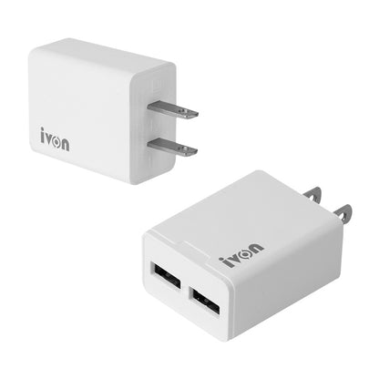 IVON AD38 5V 2.1A อุปกรณ์ชาร์จสำหรับเดินทางพอร์ต USB คู่, ปลั๊ก US, AD38