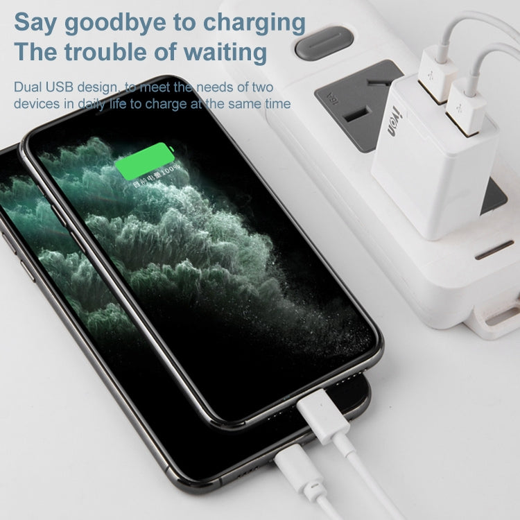 IVON AD38 5V 2.1A อุปกรณ์ชาร์จสำหรับเดินทางพอร์ต USB คู่, ปลั๊ก US, AD38