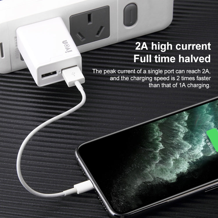 IVON AD38 5V 2.1A อุปกรณ์ชาร์จสำหรับเดินทางพอร์ต USB คู่, ปลั๊ก US, AD38