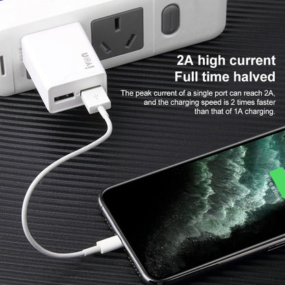 IVON AD38 5V 2.1A อุปกรณ์ชาร์จสำหรับเดินทางพอร์ต USB คู่, ปลั๊ก US, AD38