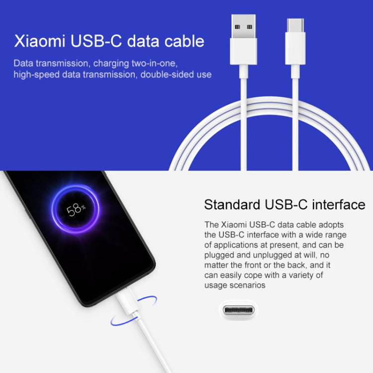 สายเคเบิลข้อมูล Xiaomi USB เป็น USB-C / Type-C ดั้งเดิมรุ่นปกติ ความยาวสายเคเบิล: 1 ม
