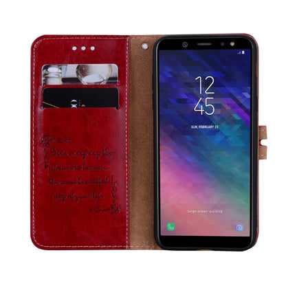 ซองหนังพลิกแนวนอนเนื้อขี้ผึ้งน้ำมันสไตล์ธุรกิจสำหรับ Galaxy A6 (2018) พร้อมตัวยึดและช่องเสียบการ์ดและกระเป๋าสตางค์, For Galaxy A6 (2018)