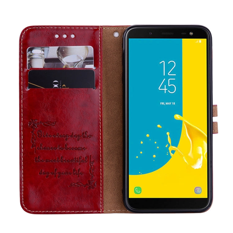 ซองหนังพลิกแนวนอนเนื้อน้ำมันขี้ผึ้งสไตล์ธุรกิจสำหรับ Galaxy J6 (เวอร์ชันสหภาพยุโรป) (2018) พร้อมตัวยึดและช่องเสียบการ์ดและกระเป๋าสตางค์, For Galaxy J6 (EU Version) (2018)