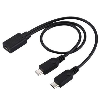 USB-C / Type-C Female ถึง 2 x Micro USB Male Adapter Y Cable ความยาวรวม: ประมาณ 30 ซม