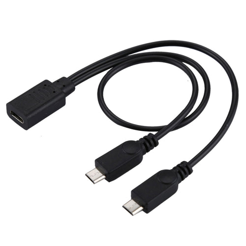 USB-C / Type-C Female ถึง 2 x Micro USB Male Adapter Y Cable ความยาวรวม: ประมาณ 30 ซม