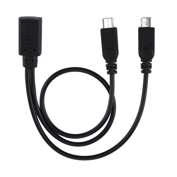 USB-C / Type-C Female ถึง 2 x Micro USB Male Adapter Y Cable ความยาวรวม: ประมาณ 30 ซม