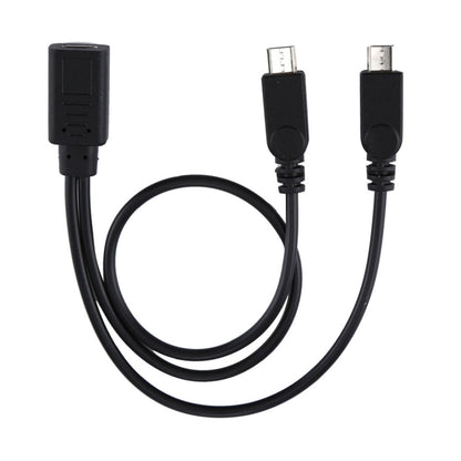 USB-C / Type-C Female ถึง 2 x Micro USB Male Adapter Y Cable ความยาวรวม: ประมาณ 30 ซม