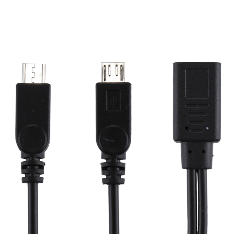 USB-C / Type-C Female ถึง 2 x Micro USB Male Adapter Y Cable ความยาวรวม: ประมาณ 30 ซม