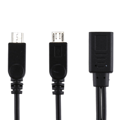 USB-C / Type-C Female ถึง 2 x Micro USB Male Adapter Y Cable ความยาวรวม: ประมาณ 30 ซม