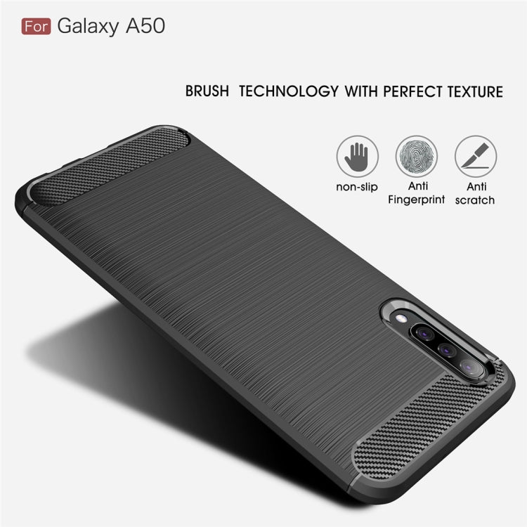 เคส TPU คาร์บอนไฟเบอร์เนื้อแปรงสำหรับ Galaxy A50, For Galaxy A50
