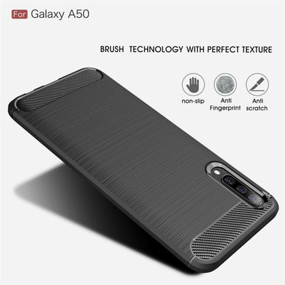 เคส TPU คาร์บอนไฟเบอร์เนื้อแปรงสำหรับ Galaxy A50, For Galaxy A50
