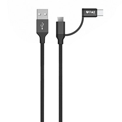 IVON CA52 2.4A USB เป็น TypeC + Micro USB 2 in 1 สายชาร์จซิงค์ข้อมูลความยาว: 1 ม., Type-C + Micro USB