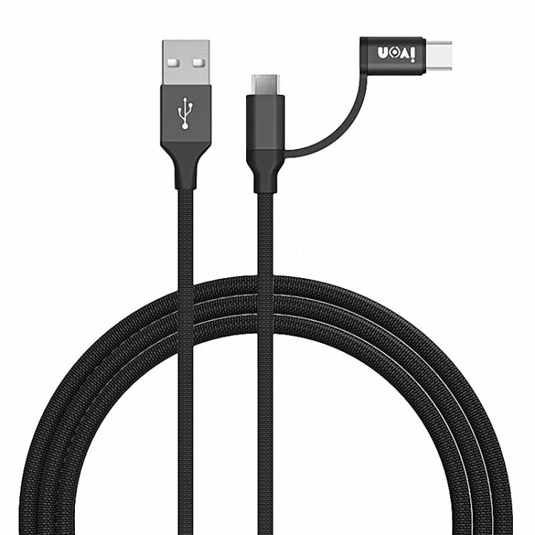 IVON CA52 2.4A USB เป็น TypeC + Micro USB 2 in 1 สายชาร์จซิงค์ข้อมูลความยาว: 1 ม., Type-C + Micro USB