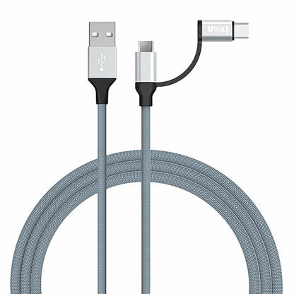 IVON CA52 2.4A USB เป็น TypeC + Micro USB 2 in 1 สายชาร์จซิงค์ข้อมูลความยาว: 1 ม., Type-C + Micro USB