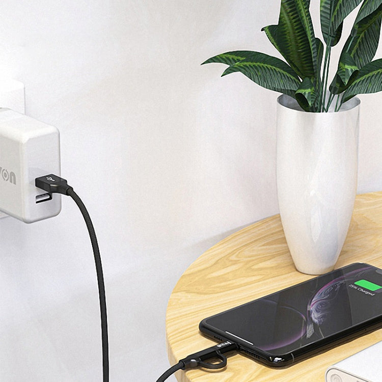 IVON CA52 2.4A USB เป็น TypeC + Micro USB 2 in 1 สายชาร์จซิงค์ข้อมูลความยาว: 1 ม., Type-C + Micro USB