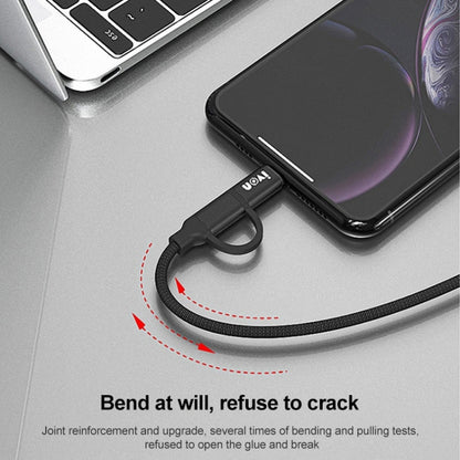 IVON CA52 2.4A USB เป็น TypeC + Micro USB 2 in 1 สายชาร์จซิงค์ข้อมูลความยาว: 1 ม., Type-C + Micro USB