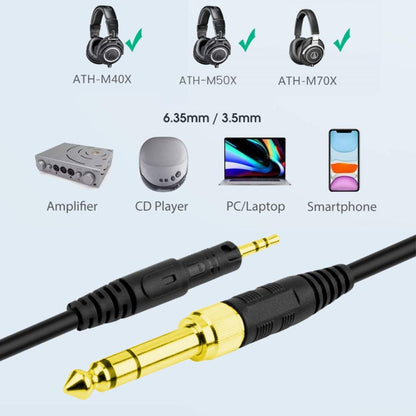 ZS0088 สำหรับ Audio-Technica ATH-M50X / ATH-M40X สายสัญญาณเสียงชุดหูฟังสปริง, ความยาวสายเคเบิล: 1.4 ม. - 3 ม., ZS0088