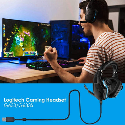 ZS0155 สำหรับ Logitech G633 / G633s USB ชุดหูฟังสายสัญญาณเสียงรองรับการโทร / ชุดหูฟังแสงความยาวสายเคเบิล: 2 ม., For Logitech G633 2m