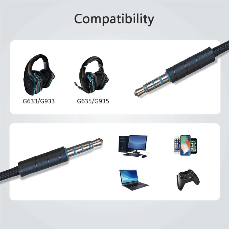 ZS0195 สำหรับ Logitech G633 / G635 / G933 / G935 3.5 มม. ชุดหูฟังสำหรับเล่นเกมสายสัญญาณเสียง, ความยาวสายเคเบิล: 1.5 ม., For Logitech G633 1.5m