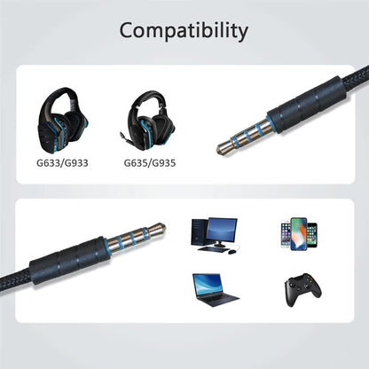 ZS0195 สำหรับ Logitech G633 / G635 / G933 / G935 3.5 มม. ชุดหูฟังสำหรับเล่นเกมสายสัญญาณเสียง, ความยาวสายเคเบิล: 1.5 ม., For Logitech G633 1.5m
