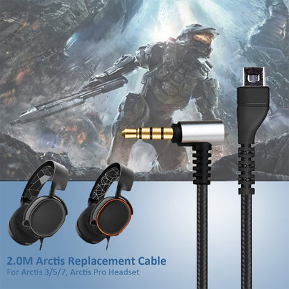 ZS0135 สำหรับสายสัญญาณเสียงหูฟัง SteelSeries Arctis 3/5/7, ความยาวสายเคเบิล: 2 ม., Audio Cable Black, Audio Cable Silver