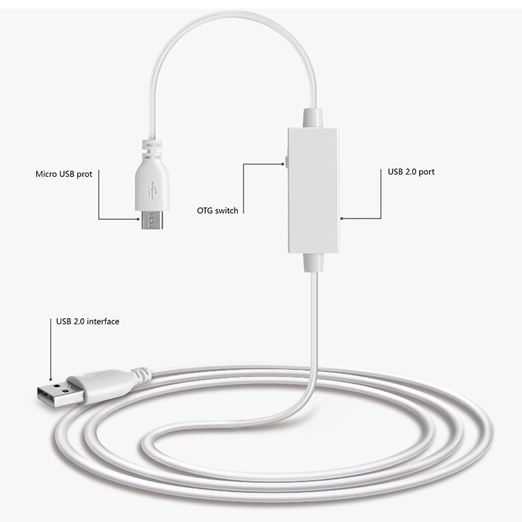 OTG-Y-03 USB 2.0 ชายกับไมโคร USB ชาย + หญิง USB OTG สายชาร์จข้อมูลสำหรับโทรศัพท์ Android / แท็บเล็ตที่มีฟังก์ชั่น OTG พร้อมสวิตช์ความยาว: 1.1 ม., with Switch Length: 1.1m