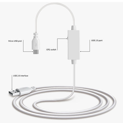 OTG-Y-03 USB 2.0 ชายกับไมโคร USB ชาย + หญิง USB OTG สายชาร์จข้อมูลสำหรับโทรศัพท์ Android / แท็บเล็ตที่มีฟังก์ชั่น OTG พร้อมสวิตช์ความยาว: 1.1 ม., with Switch Length: 1.1m