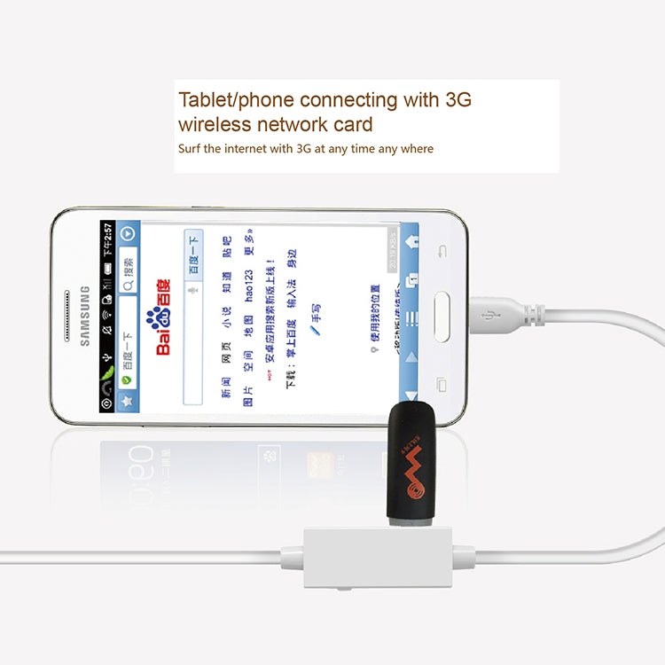 OTG-Y-03 USB 2.0 ชายกับไมโคร USB ชาย + หญิง USB OTG สายชาร์จข้อมูลสำหรับโทรศัพท์ Android / แท็บเล็ตที่มีฟังก์ชั่น OTG พร้อมสวิตช์ความยาว: 1.1 ม., with Switch Length: 1.1m