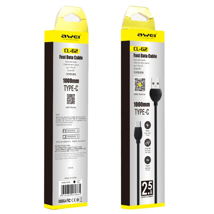 awei CL-62 2 in 1 2.5A USB-C / Type-C การชาร์จ + การส่งผ่านสายเคเบิลข้อมูลอลูมิเนียมอัลลอยด์สองด้านความยาว: 1 ม.