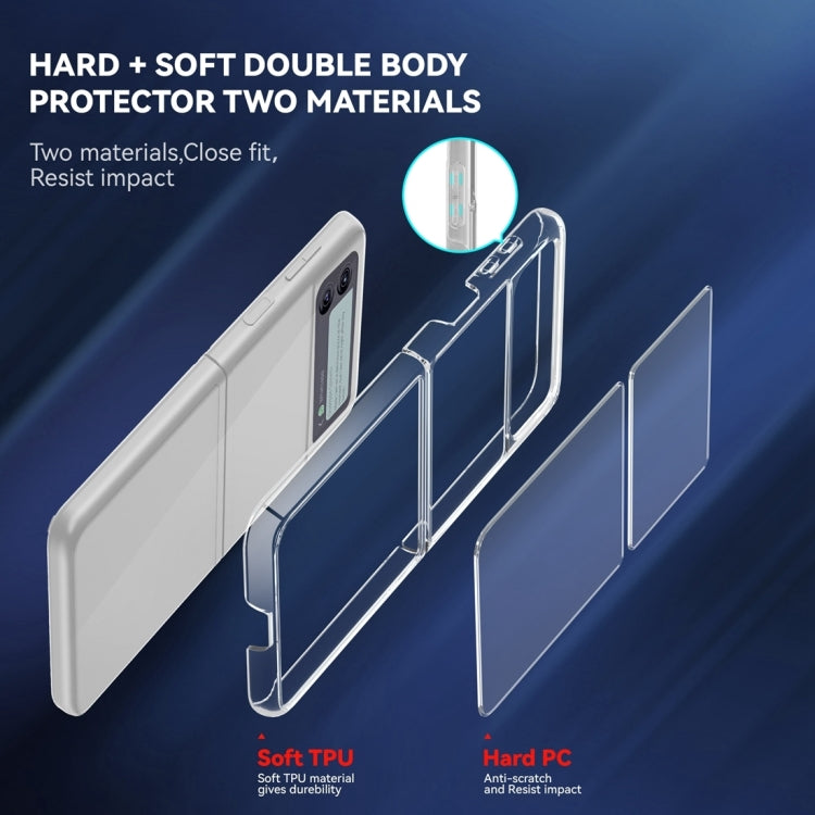 สำหรับ Samsung Galaxy Z Flip4 รวมทุกอย่าง PC คริสตัลใส + TPU เคสโทรศัพท์กันกระแทก, For Samsung Galaxy Z Flip4