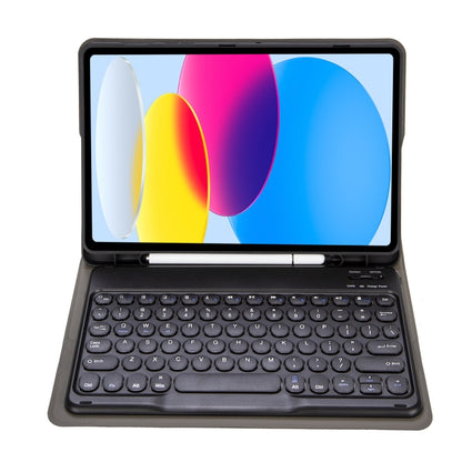 สำหรับ iPad 10th Gen 10.9 2022 YA10B Lambskin Texture บลูทูธคีย์บอร์ดหนังกรณีแท็บเล็ตพร้อมช่องใส่ปากกา, YA10B