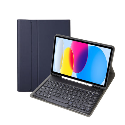 สำหรับ iPad 10th Gen 10.9 2022 YA10B Lambskin Texture บลูทูธคีย์บอร์ดหนังกรณีแท็บเล็ตพร้อมช่องใส่ปากกา, YA10B