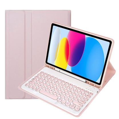 สำหรับ iPad 10th Gen 10.9 2022 YA10B Lambskin Texture บลูทูธคีย์บอร์ดหนังกรณีแท็บเล็ตพร้อมช่องใส่ปากกา, YA10B