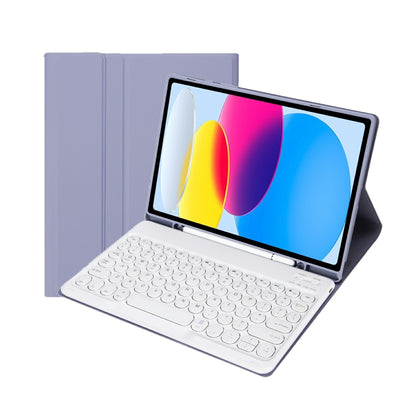 สำหรับ iPad 10th Gen 10.9 2022 YA10B Lambskin Texture บลูทูธคีย์บอร์ดหนังกรณีแท็บเล็ตพร้อมช่องใส่ปากกา, YA10B