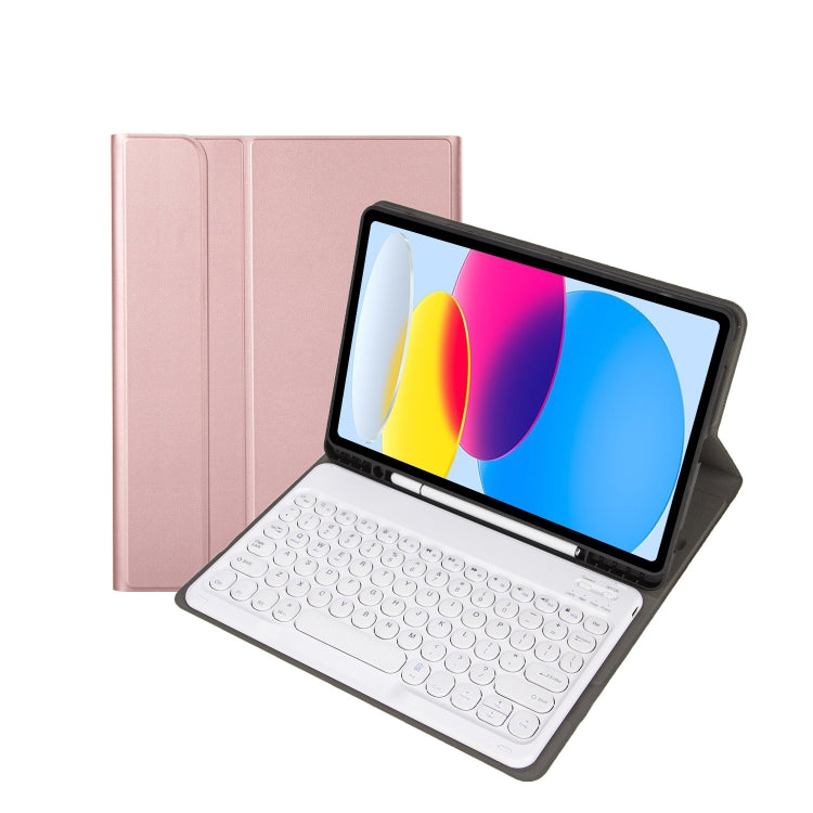 สำหรับ iPad 10th Gen 10.9 2022 YA10B Lambskin Texture บลูทูธคีย์บอร์ดหนังกรณีแท็บเล็ตพร้อมช่องใส่ปากกา, YA10B