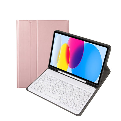 สำหรับ iPad 10th Gen 10.9 2022 YA10B Lambskin Texture บลูทูธคีย์บอร์ดหนังกรณีแท็บเล็ตพร้อมช่องใส่ปากกา, YA10B