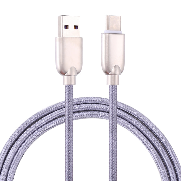 สายไฟ 1 ม. 5A ทอ USB-C / Type-C ถึง USB 2.0 Data Sync สายชาร์จด่วน