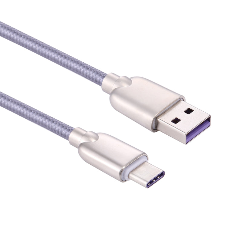 สายไฟ 1 ม. 5A ทอ USB-C / Type-C ถึง USB 2.0 Data Sync สายชาร์จด่วน