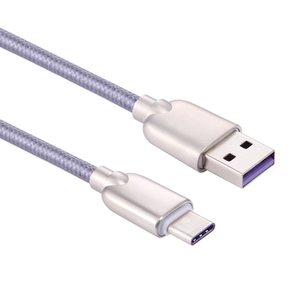 สายไฟ 1 ม. 5A ทอ USB-C / Type-C ถึง USB 2.0 Data Sync สายชาร์จด่วน